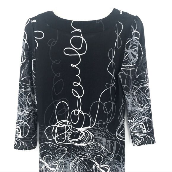 Papillon Sweater‎ Dress Sz M Black White Knit Abstract Print Fairygoth - Picture 5 of 7